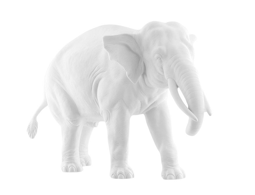 Der Elefant Djamila aus weißem Biscuitporzellan von Porzellan Manufaktur Nymphenburg