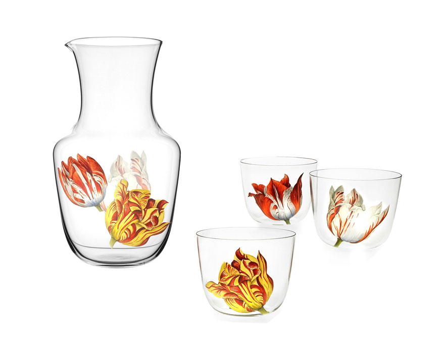 Krug und Glas Tulipmania handbemalt von Lobmeyr