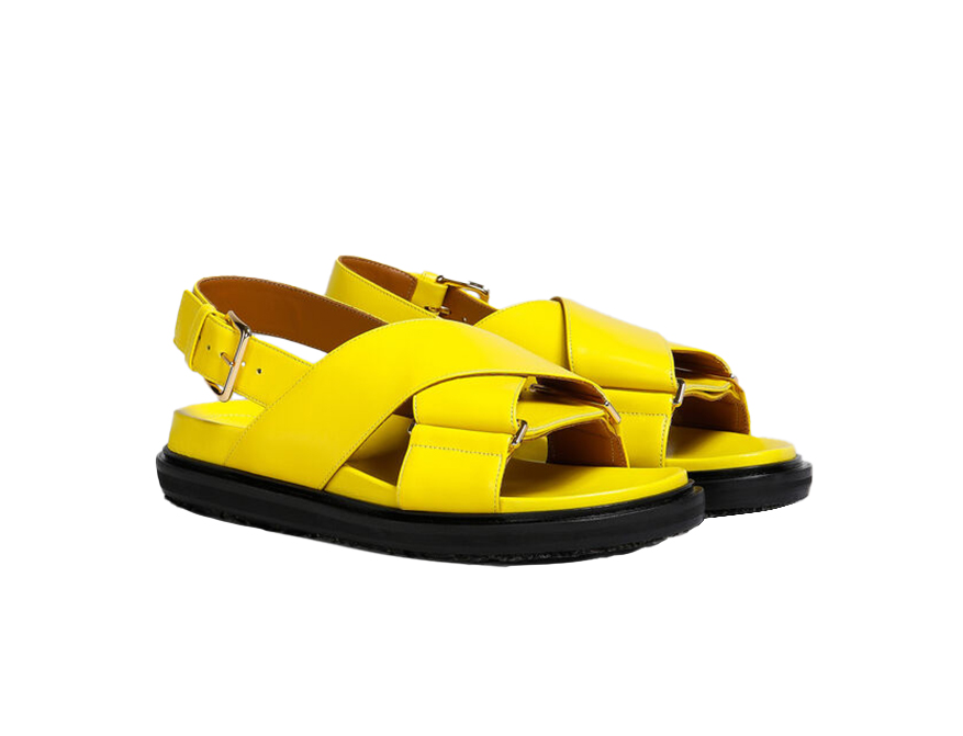 Die Fussbett-Sandalen aus Leder in Ausführung Gelb von Marni
