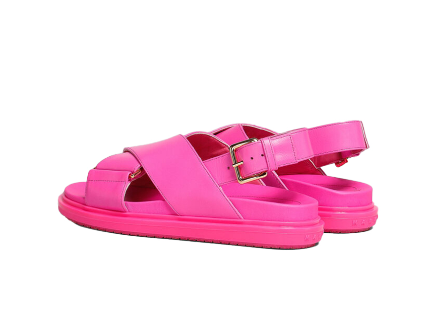 Die Fussbett-Sandalen aus Leder in Fuchsia-Pink von Marni