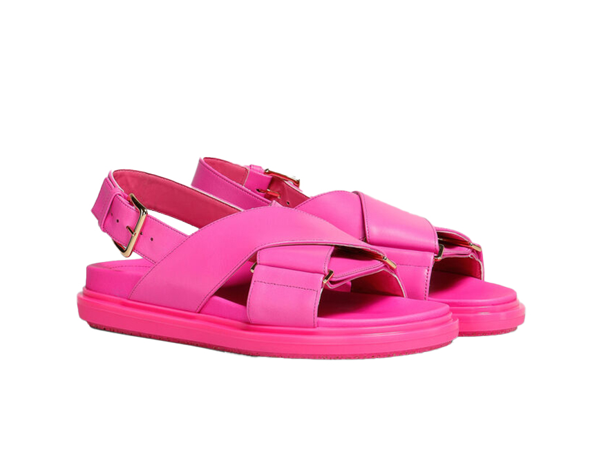 Die Fussbett-Sandalen aus Leder in Fuchsia-Pink von Marni