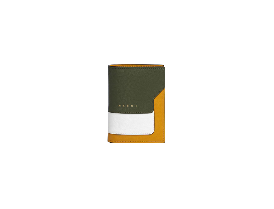 Das Portemonnaie aus Saffiano Leder in der Ausführung Gelb, Weiß, Grün von Marni