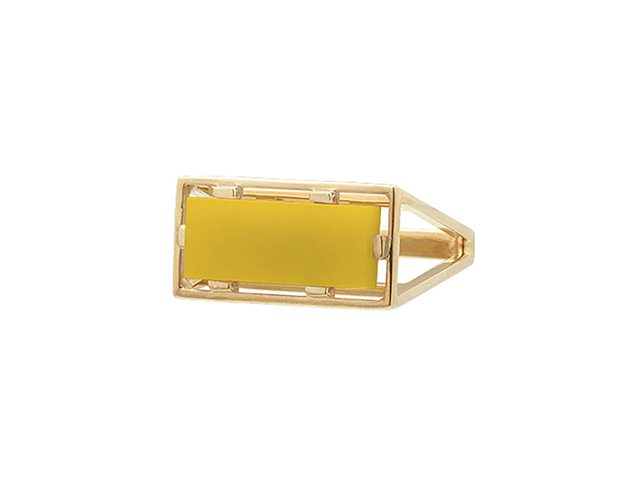 Der Ring Diaspro mit dem gelben Jade Stein aus 9 KT Gelbgold von Aliita
